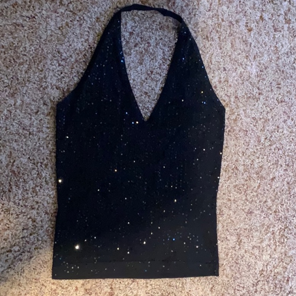BCBG Maxazria - Super fun SEQUIN halter sweater top.✨